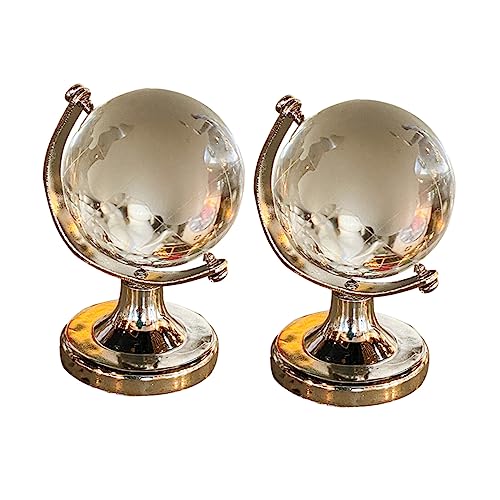 TOBBOMEY 2st Kristallkugel Kleiner Mini- Platz Beleuchteter Mini-Desktop Geographie Vintage- Globuskinder Weltkarte Glas Mit Hohem Borosilikatgehalt von TOBBOMEY