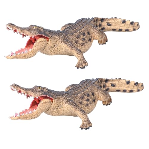 TOBBOMEY 2st Krokodil-modellspielzeug Krokodilfiguren Simulation Krokodilmodell Kleine Krokodildekoration Realistische Krokodilmodelle Simulationskrokodildekoration Modell Krokodil Plastik von TOBBOMEY