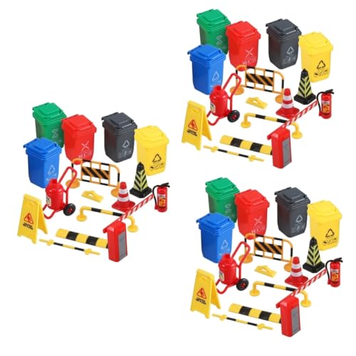 TOBBOMEY 3 Sätze Miniatur-Verkehrssperre Baggerspielzeug Zeichen Sandkasten Kranspielzeug knallt spielzeugautos straßenbau kleine Verkehrskegel Mini-Straßensperrenmodell Plastik von TOBBOMEY