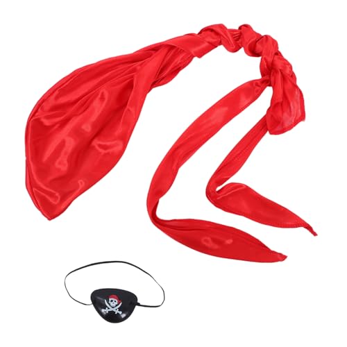 TOBBOMEY 3 Satz Piraten Kostüm für Bandana Maske und Augenklappe Authentisches Verkleidungsset für Halloween Karneval Mottopartys und Theateraufführungen von TOBBOMEY