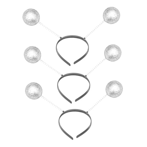 TOBBOMEY 3 Stück Antennen Haarreifen mit Glitzerbällen Funkelndes Stirnband für Party Cosplay Karneval und Halloween Auffälliger Haarschmuck für Damen Komfortabel und Vielseitig Einsetzbar von TOBBOMEY