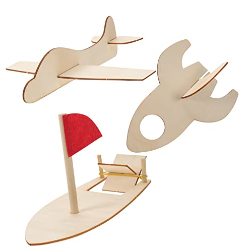 TOBBOMEY 3 Stück DIY Graffiti Modellflugzeug Spielzeug Blanko Flugzeugmodell Holzflugzeugmodell Blanko Holzluftschiff Flugzeug Holzflugzeugmodell DIY Luftschiff Holzluftschiff von TOBBOMEY