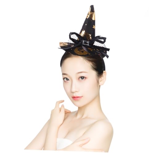 TOBBOMEY 3 Stück Hexenhut Haarzubehör Dekoration Hexen Stirnband Halloween Dekorate Partystirnband Netz Haarreifen für Mädchen Kinderhaare Haarreifen Stoff (Polyester) von TOBBOMEY