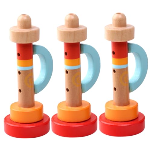 TOBBOMEY 3 Stück Holzspielzeug Trompete Musikinstrumente Kreatives für Jungen und Mädchen als Geschenk für Junge Mädchen und Kleinkinder von TOBBOMEY