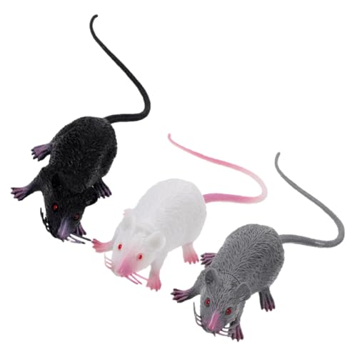 TOBBOMEY 3 Stück Mausmodell Spielzeug Spielzeug Für Ratten Gefälschte Mäuse Rattenspielzeug Gefälschte Rattenfiguren Mausspielzeug Ratten Halloween Dekorationen Gefälschte Realistische von TOBBOMEY