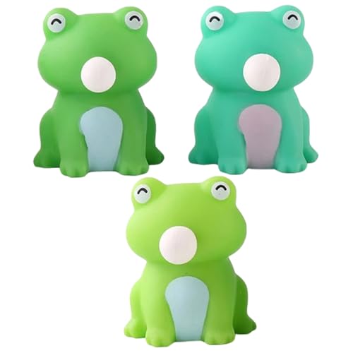 TOBBOMEY 3 Stück Mini Frosch Stress Realistische Simulation Langsame Rückstellung Party Favor für Jugendliche und Erwachsene Niedliches Dekorations und Dekompressionselement von TOBBOMEY