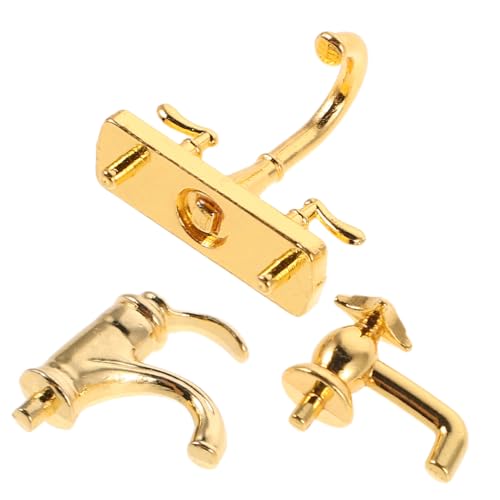 TOBBOMEY 3stücke Miniatur-Wasserhahn Aus Legierung Für Puppenhausbäder Dekor Für Mikro-landschaften Spielküchenzubehör Für Basteln Und Fotografie von TOBBOMEY