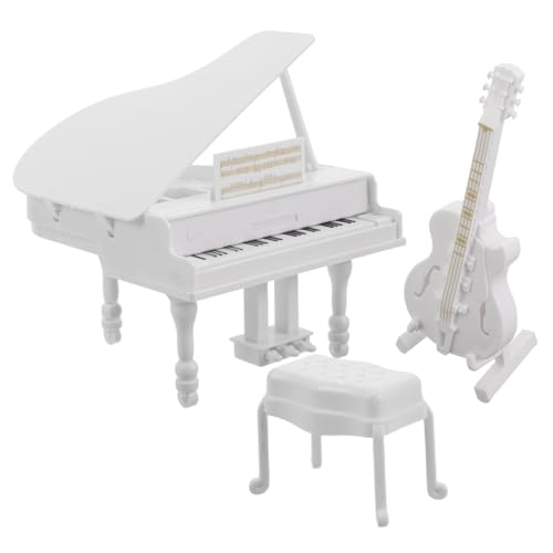 TOBBOMEY 3 Stück Miniatur Piano Modell mit Bassgitarre und Hocker Realistische Miniatur Musikinstrumente für Puppenhaus Dekoration Stabiles Design als Foto Requisite für Sammler TOBBOMEY 3 Stück Miniatur Piano Modell mit Bassgitarre und Hocker Realistische Miniatur Musikinstrumente für Puppenhaus Dekoration Stabiles Design als Foto Requisite für Sammler von TOBBOMEY
