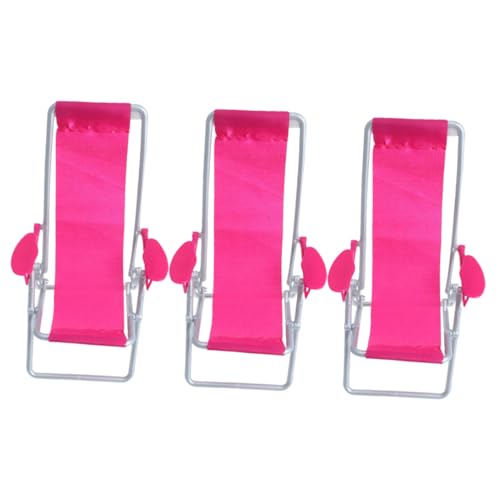 TOBBOMEY 3 Stück Miniatur Strandliegestuhl Klappbare Mini Gartenstühle Puppenhaus Deko Handgefertigte Miniaturmöbel für Garten Fensterdeko Party Pflanzenarrangements von TOBBOMEY