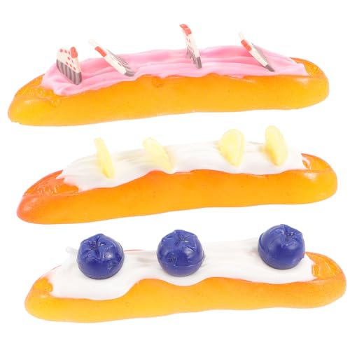 TOBBOMEY 3 Stück Realistisches Teiliges Baguette Simulation Spiellebensmittel Langlebiges Harzmaterial Dekoratives Küchenspielzeug Zubehör für Kinderküchen und Puppenhaus DIY Leicht Tragbar von TOBBOMEY
