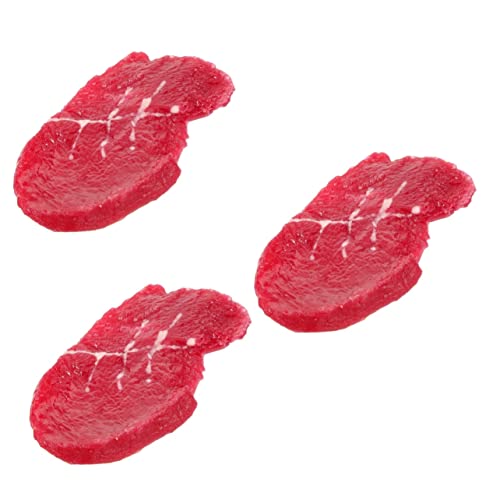 TOBBOMEY 3 Stück Steak Imitat, Künstliches Steak Ornament, Fotografie Requisiten, Gefälschte Steaks, Requisiten, Künstliche Steaks, Requisiten, Dekorative Steakscheibe, Foto Requisite, von TOBBOMEY