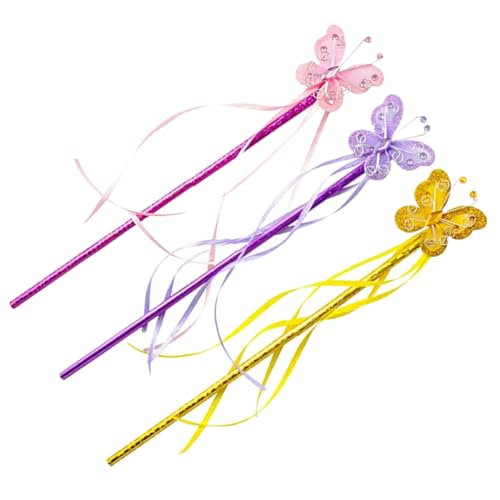 TOBBOMEY 3 Stück Teiliges Feenstab für Mädchen Bunte Schmetterlinge Sichere PVC Materialien Glatte Kanten für Party Deko und Cosplay in Gold und TOBBOMEY 3 Stück Teiliges Feenstab für Mädchen Bunte Schmetterlinge Sichere PVC Materialien Glatte Kanten für Party Deko und Cosplay in Gold und von TOBBOMEY
