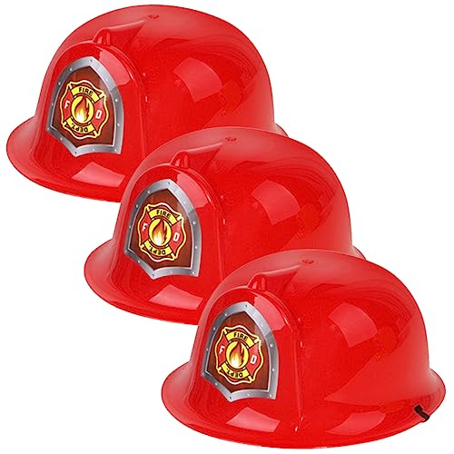 TOBBOMEY 3 Stück Teiliges Feuerwehrhelm für Roter Feuerwehrmann Hut aus Kunststoff Feuerwehrkostümzubehör für Jungen und Mädchen für Kostümpartys Halloween Rollenspiele und Motto Feiern von TOBBOMEY