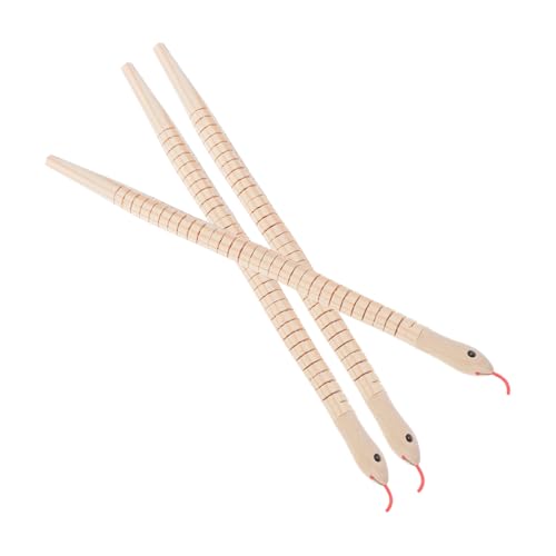 TOBBOMEY 3 Stück Teiliges Holzschlangen zum Bemalen Flexible Sichere und Realistische Schlangenfiguren aus Holz und Familienspielzeug für Halloween Deko und Kreativen von TOBBOMEY