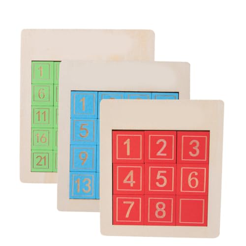 TOBBOMEY 3 Stück Teiliges Holzspielzeug Zahlen schiebepuzzle Montessori Lernspielzeug für Kleinkinder von Vorstellungskraft Hand Auge koordination und Zahlenverständnis Langlebig und von TOBBOMEY