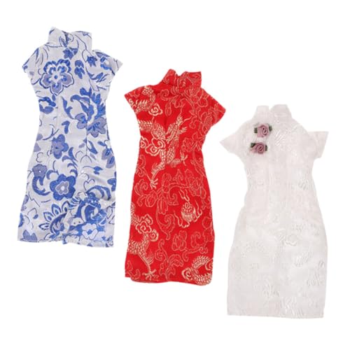 TOBBOMEY 3 Stück Teiliges Puppenkleider Chinesischer Stil Cheongsam Wiederverwendbar Leichtes Stoffmaterial Für Puppen Für Rollenspiele Und Geschenkideen von TOBBOMEY