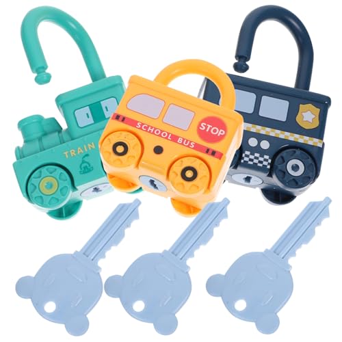 TOBBOMEY 3 Stück Teiliges Schloss Schlüsselspielzeug für Kleinkinder Pädagogisch Motorikfördernd mit Farbigen Fahrzeugen Sicher Ab Jahren Lernspiel für Vorschulkinder Zufällige Farbe TOBBOMEY 3 Stück Teiliges Schloss Schlüsselspielzeug für Kleinkinder Pädagogisch Motorikfördernd mit Farbigen Fahrzeugen Sicher Ab Jahren Lernspiel für Vorschulkinder Zufällige Farbe von TOBBOMEY