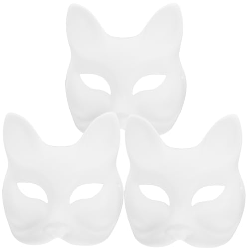 TOBBOMEY 3 Stück Unbemalte Weiße Papier Fuchsmaske DIY Bastelmaske zum Bemalen Leichte Masquerade Gesichtsmaske für Karneval Halloween Partys und Kreative Handarbeiten von TOBBOMEY