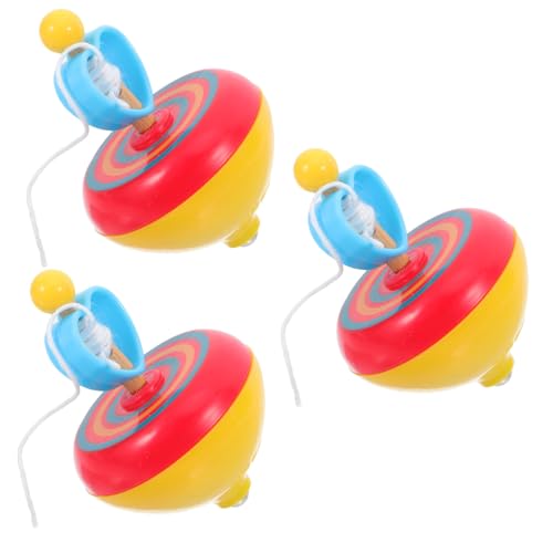 TOBBOMEY 3 Stück Ziehschnur Gyro Bunte Gyro Tops für Langlebig und Sicher Fördert Eltern Junge Mädchen Spiel und Motorische Fähigkeiten Geschenk für Jungen und Mädchen Zufällige Farbe von TOBBOMEY