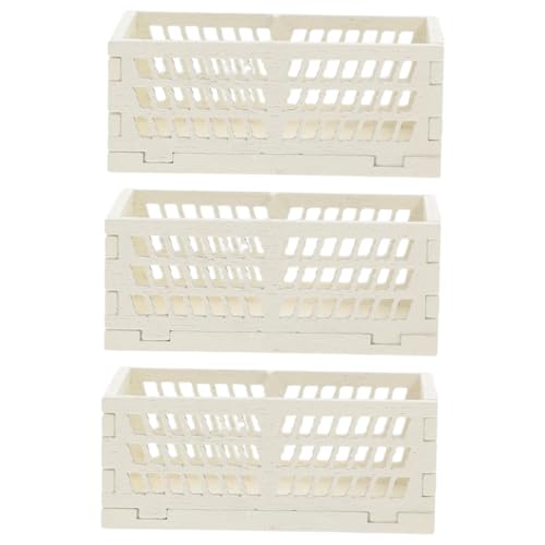 TOBBOMEY 3 Teilige Puppenhaus Aufbewahrungsbox, Mini Aufbewahrungskörbe, Kleine Milchkiste, Puppenhaus Miniaturzubehör, Puppenhaus Aufbewahrungskorb, Faltbare Kiste, Kleine Organizer von TOBBOMEY