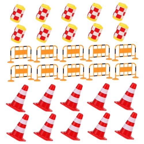 TOBBOMEY 30 Stück Teiliges Verkehrszeichen Miniatur Straßenbarrieren und Verkehrsschild Modelle Pädagogisches Verkehrssimulation für Verkehrsregel Erkennung und Rollenspiel von TOBBOMEY