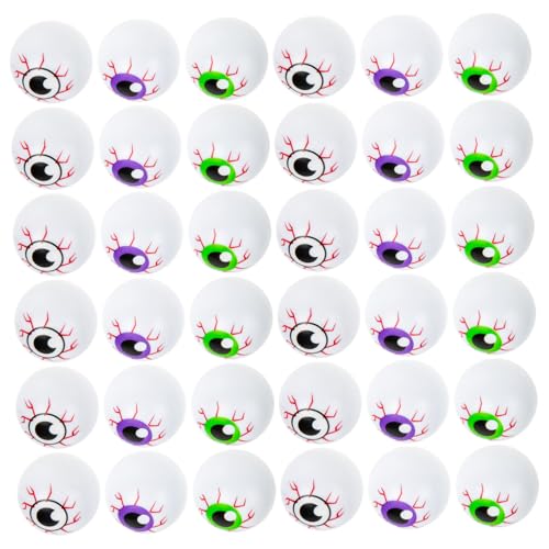 TOBBOMEY 36 Teiliges Halloween Deko mit Bunten Hohlen Elastischen Kunststoff Augen in Schwarz Grün und Gruselige Party Ornamente für Innenräume für Halloween Partydekorationen und von TOBBOMEY