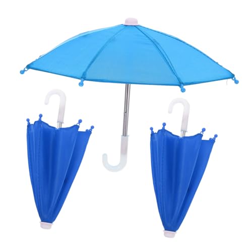 TOBBOMEY 3St Mini-Puppenschirm Miniatur-Zubehör Mädchen Puppenhauszubehör Kind Puppen Regenschirm Regenschirm Puppenhaus-Mini-Regenschirm Mini-Hausverzierung Edelstahl Blue von TOBBOMEY