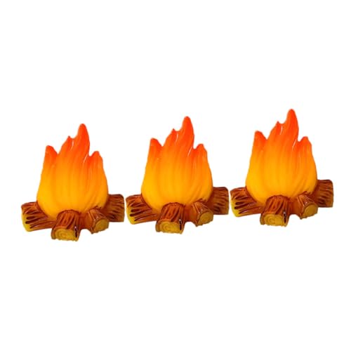 TOBBOMEY Miniatur Deko Mikrolandschaft 3st Mini-brennholzhaufen Flackern Feuermodellverzierung Fackel Feuerlöscher Lager Vorgeben Cool Flammenlos Feuerstelle Spielzeug Mini-Dinge Grube Orange Harz von TOBBOMEY