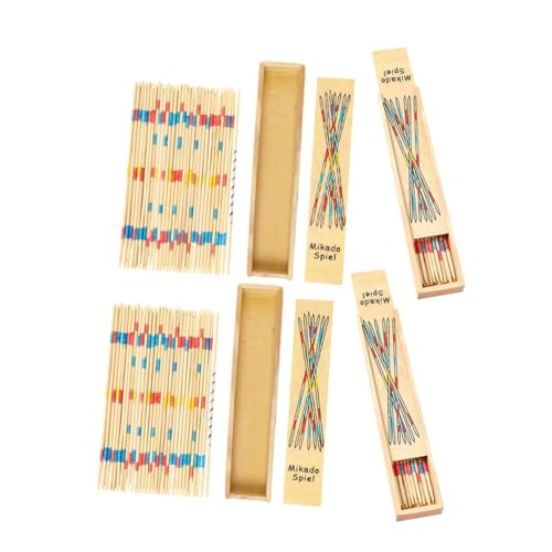 TOBBOMEY 4 Boxen Holz Pick Up Sticks Spiel Bunt Handkoordination Fördernd Kognitives Lernspielzeug für Sicher Verarbeitet für Familienspiele und Soziale Aktivitäten von TOBBOMEY