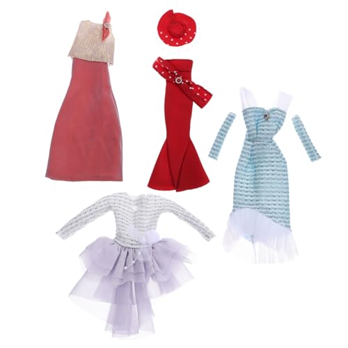 TOBBOMEY 4 Sätze Teiliges Puppenkleid Abendkleider Puppenbekleidung zum Verkleiden Kunststoff Sicher für für Mädchen Spiel und Fantasie von TOBBOMEY