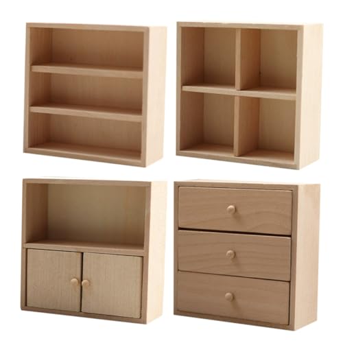 TOBBOMEY 4 Stück Miniatur Bücherregal Teiliges DIY aus Massivem Holz Realistische Puppenhaus Möbel Detailreiche Mini Möbel Ornamente für Spielhaus Schlafzimmer TOBBOMEY 4 Stück Miniatur Bücherregal Teiliges DIY aus Massivem Holz Realistische Puppenhaus Möbel Detailreiche Mini Möbel Ornamente für Spielhaus Schlafzimmer von TOBBOMEY