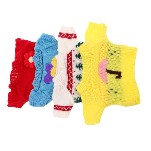 TOBBOMEY 4 Stück Teiliges Bärenpuppen Kleidung Weiche Leichte Kuscheltier Pullover mit Herz Blume Regenschirm Weihnachtsbaum Mustern DIY Outfit für Plüschtiere Handgehäkelte von TOBBOMEY