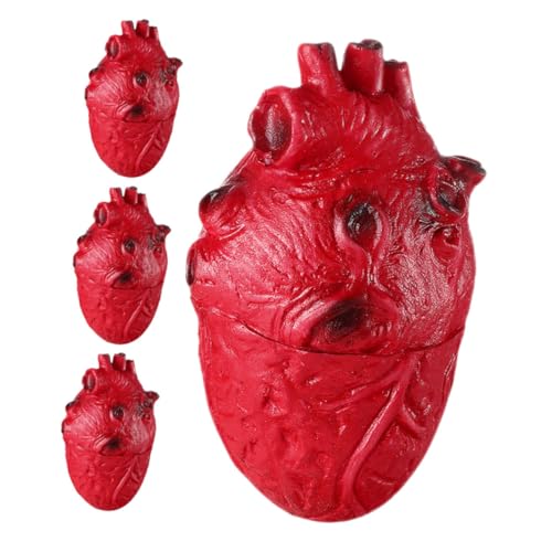 TOBBOMEY 4 Stück Teiliges Halloween Deko Blutiges Herz Attrappe Realistische Simulation Menschliches Organ Gruselige Party Requisite für Zombie Mottoparty und Schaurige Hausdekoration von TOBBOMEY