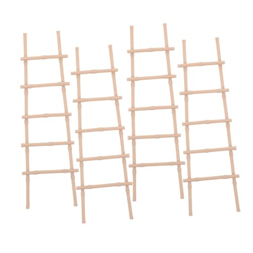 TOBBOMEY 4 Stück Teiliges Miniatur Leiter Mini Leiter Gerade Mini Möbel für Puppenhaus Dekoration Realistische Kleine Treppe für DIY Landschafts-deko und Puppenhaus Zubehör von TOBBOMEY