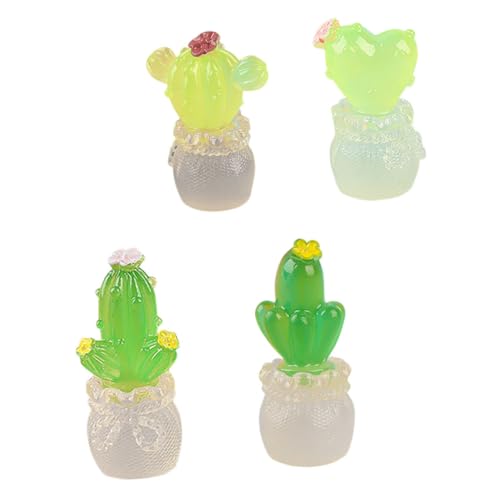 TOBBOMEY 4 Stück Teiliges Miniatur-kakteen Harz Realistische Mini-pflanzenfiguren für Mikro-landschaftsgestaltung Dekorative Gartenornamente Geeignet für Wohnzimmer Schlafzimmer Büro und von TOBBOMEY