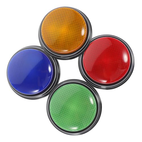 TOBBOMEY 4 Stück Teiliges Party Spielbuzzer mit Leuchtenden Soundeffekten Batteriebetriebene Plastik Game Buttons für Teamspiele Quiz und Partyaktivitäten Vielseitig Einsetzbar bei Feiern von TOBBOMEY