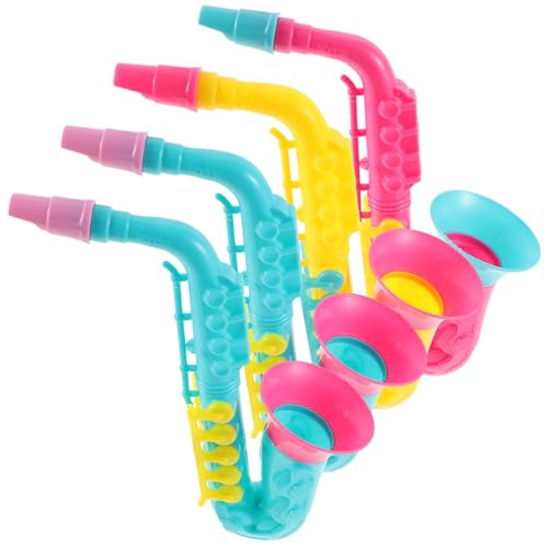 TOBBOMEY 4 Stück Teiliges Plastik Saxophon für Kreatives Blasinstrument Leicht und Sicher Fördert Musikalisches Interesse und Rhythmusgefühl als Lern Dekorationsspielzeug Zufällige Farbe von TOBBOMEY