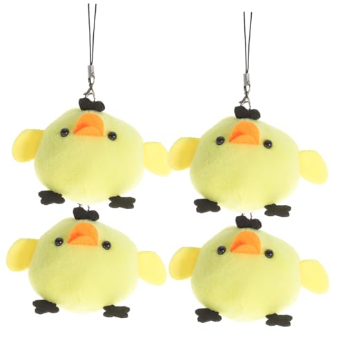 TOBBOMEY 4 Stück Teiliges Plüschküken Weiche Cartoon-anhänger Niedliche Kleine Hühner Deko Kuschelige Liebevolle Desktop-Ornamente Farblich Sortiert Festliche Geschenkidee von TOBBOMEY