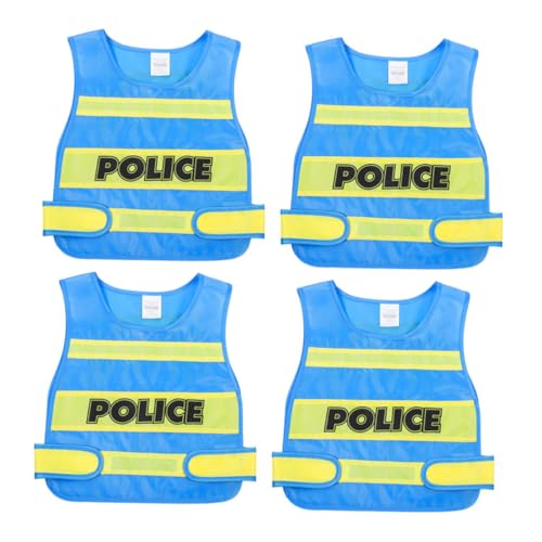 TOBBOMEY 4 Stück Teiliges Polizei Cosplay mit Realistischer Weste Atmungsaktiv Leicht zu Reinigen für Halloween Rollenspiele Partys und Schulveranstaltungen Geeignet von TOBBOMEY