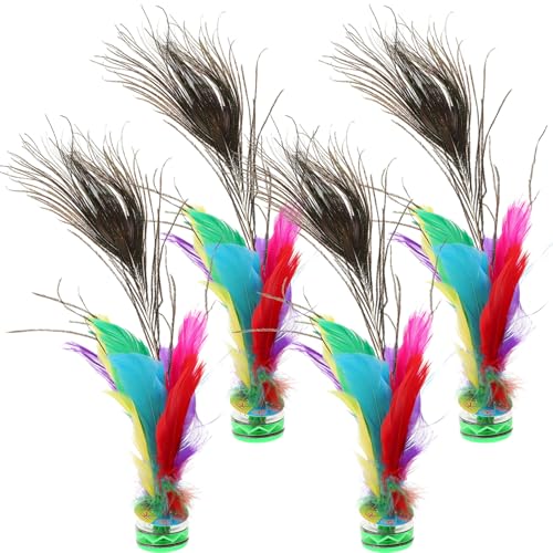 TOBBOMEY 4 Stück Teiliges Shuttlecock Traditionelles Fußspielzeug aus Federbällen für Erwachsene Leichtes Langlebiges Sportgerät für Fußübungen und Freizeitspiele Drinnen und Draußen von TOBBOMEY