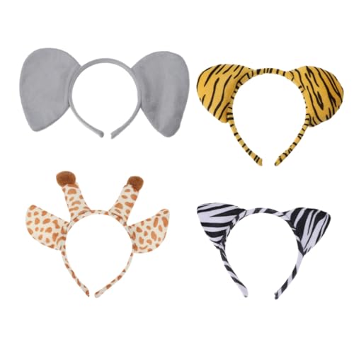 TOBBOMEY 4 Stück Teiliges Tierohren Haarreifen mit Tiger Elefant Zebra Giraffe Designs Leichtes Detailreiches Stirnband für Erwachsene Geeignet für Kostüm Karneval Halloween und TOBBOMEY 4 Stück Teiliges Tierohren Haarreifen mit Tiger Elefant Zebra Giraffe Designs Leichtes Detailreiches Stirnband für Erwachsene Geeignet für Kostüm Karneval Halloween und von TOBBOMEY