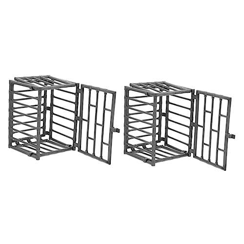 TOBBOMEY 4 Stück Tierzaun Modell, Hängekäfig Für Miniatur Tierkäfig Für Spielzeugtiere, Miniatur Tierkäfig, Puppenhaus, Mini Spielzeugkäfige, Mini Käfig Modellkäfige, Mini Spielzeug von TOBBOMEY