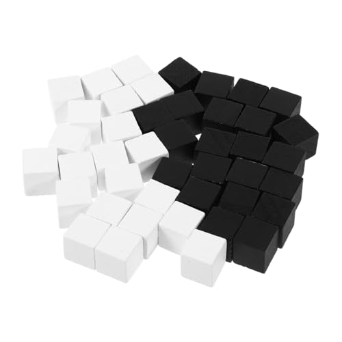 TOBBOMEY 40 Stück Teiliges Holz Schachfiguren für Brettspiele Kleine Schwarze und Weiße Mini Schachsteine Tragbar und Kompakt für Familien und Reisespiele von TOBBOMEY