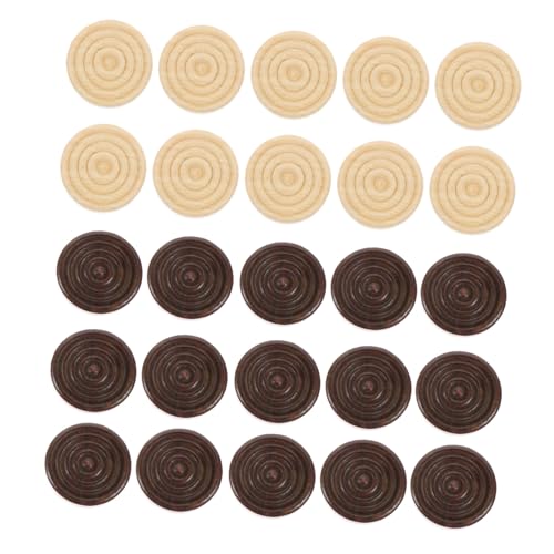 TOBBOMEY 48 Stück Teiliges Rundes Holz damenspiel Zubehör Leichte Tragbare Spielsteine für Dame und Backgammon Geeignet für Zuhause Büro Reisen und Geschenkidee von TOBBOMEY