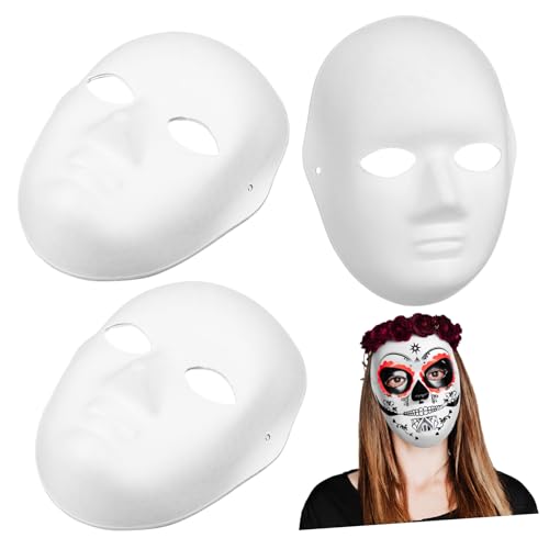 TOBBOMEY 5 DIY Weiße Papierpulp Masken für Damen Leere Halloween Masquerade Masken aus Resin Papier Sichere und Langlebige Gesichtsbedeckung für Party und Cosplay von TOBBOMEY