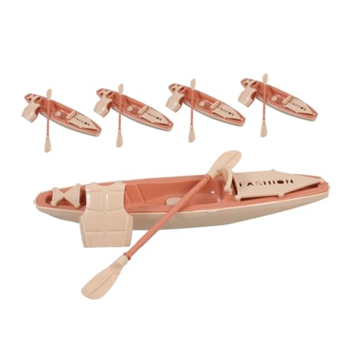TOBBOMEY 5 Sätze Simuliertes Kajormodell Puppenhaus-Fischerbootmodell Puppenhaus-Bootsmodell Kanu-Modell Mini Fischerboot Figur Kanuspielzeug aus Kunststoff Miniatur-Schiffsspielzeug Abs von TOBBOMEY