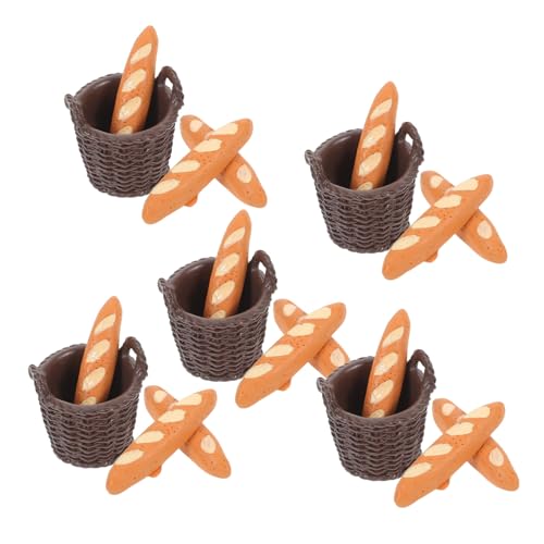 TOBBOMEY 5 Satz Mini Baguette-deko Realistische Miniatur Brotkörbe Puppenhaus Zubehör für Bäckerei Küchen Deko und Fotografie Requisiten Kleine Brotsimulation von TOBBOMEY