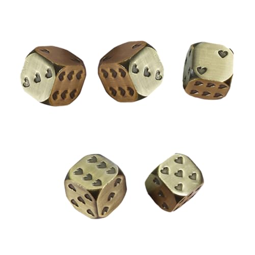 TOBBOMEY 5 Stück Metallwürfel, Partywürfel, Requisitenwürfel, Spielzeugbrettwürfel, Requisitenwürfel Für Tischwürfel, Würfelwürfel, Mehrseitige, Partywürfel, Metallwürfel, 6 Seitige von TOBBOMEY
