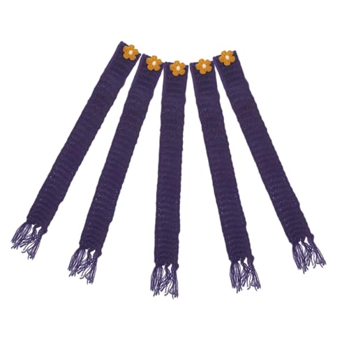 TOBBOMEY 5 Stück Mini Strickschal Dekorativer Verstellbarer Puppenschal für Deko Flaschen und DIY Bastelbedarf Weicher Kuscheliger Mini Schal von TOBBOMEY