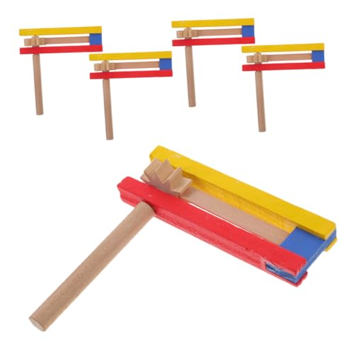 TOBBOMEY 5 Stück Teiliges Holz Ratsche Traditionell Selbstrotierend mit Klarem Klang Langlebiges Musikinstrument für Familienfeiern Sportevents und Geburtstagsgeschenke von TOBBOMEY